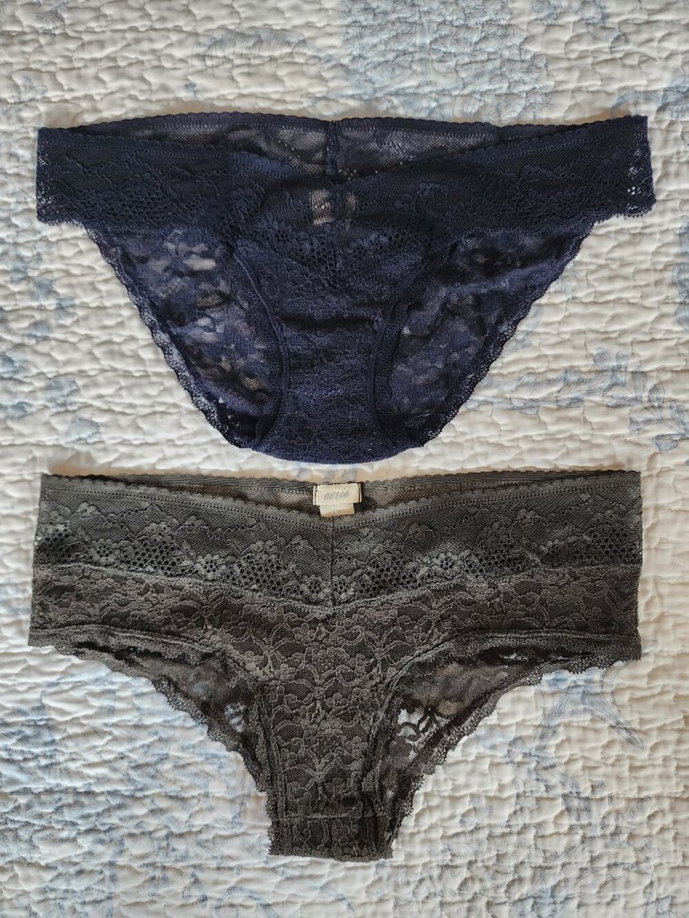 NWOT Aerie Lace Panty Bundle Set of 2 - Navy & Charcoal (Size SP)